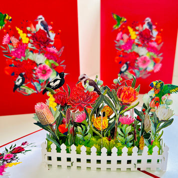 Gorgeous Australian Native Garden & Birds Origami Pop Cards 3D Pop Up Greeting Card Celebrate Happy Birthday Thank You Handmade Best Wishes Gift Thinking of You Blank Card for Any Occasion Happy Mother's Day Happy Father's Day Australiana