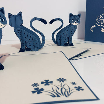 Gorgeous Cat in Silver Grey ~ Perfect Gifts for Crazy Cat Lovers Origami Pop Cards 3D Pop Up Greeting Card Best Wishes Happy Birthday Gift Thank You Handmade Best Wishes Blank Card for Any Occasion Happy Mother's Day Happy Father's Day Celebration