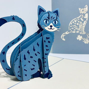 Gorgeous Cat in Silver Grey ~ Perfect Gifts for Crazy Cat Lovers Origami Pop Cards 3D Pop Up Greeting Card Best Wishes Happy Birthday Gift Thank You Handmade Best Wishes Blank Card for Any Occasion Happy Mother's Day Happy Father's Day Celebration