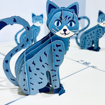 Gorgeous Cat in Silver Grey ~ Perfect Gifts for Crazy Cat Lovers Origami Pop Cards 3D Pop Up Greeting Card Best Wishes Happy Birthday Gift Thank You Handmade Best Wishes Blank Card for Any Occasion Happy Mother's Day Happy Father's Day Celebration