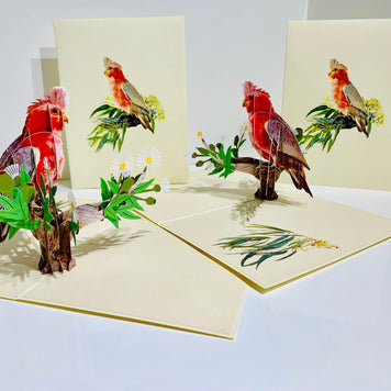 Gorgeous Pink Galah Cockatoo Australian Wild Bird Origami Pop Cards 3D Pop Up Greeting Card Happy Birthday Thank You Handmade Gift Thinking of You Blank Card for Any Occasion Happy Mother's Day Happy Father's Australiana Birds