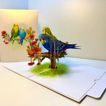 Green and Blue Budgie Parakeet Lovebirds - Our Third Most Popular Pet Origami Pop Cards 3D Pop Up Greeting Card Celebrate Happy Birthday Thank You Handmade Best Wishes Thinking of You Blank Card Any Occasion Happy Mother's Day Happy Father's Day
