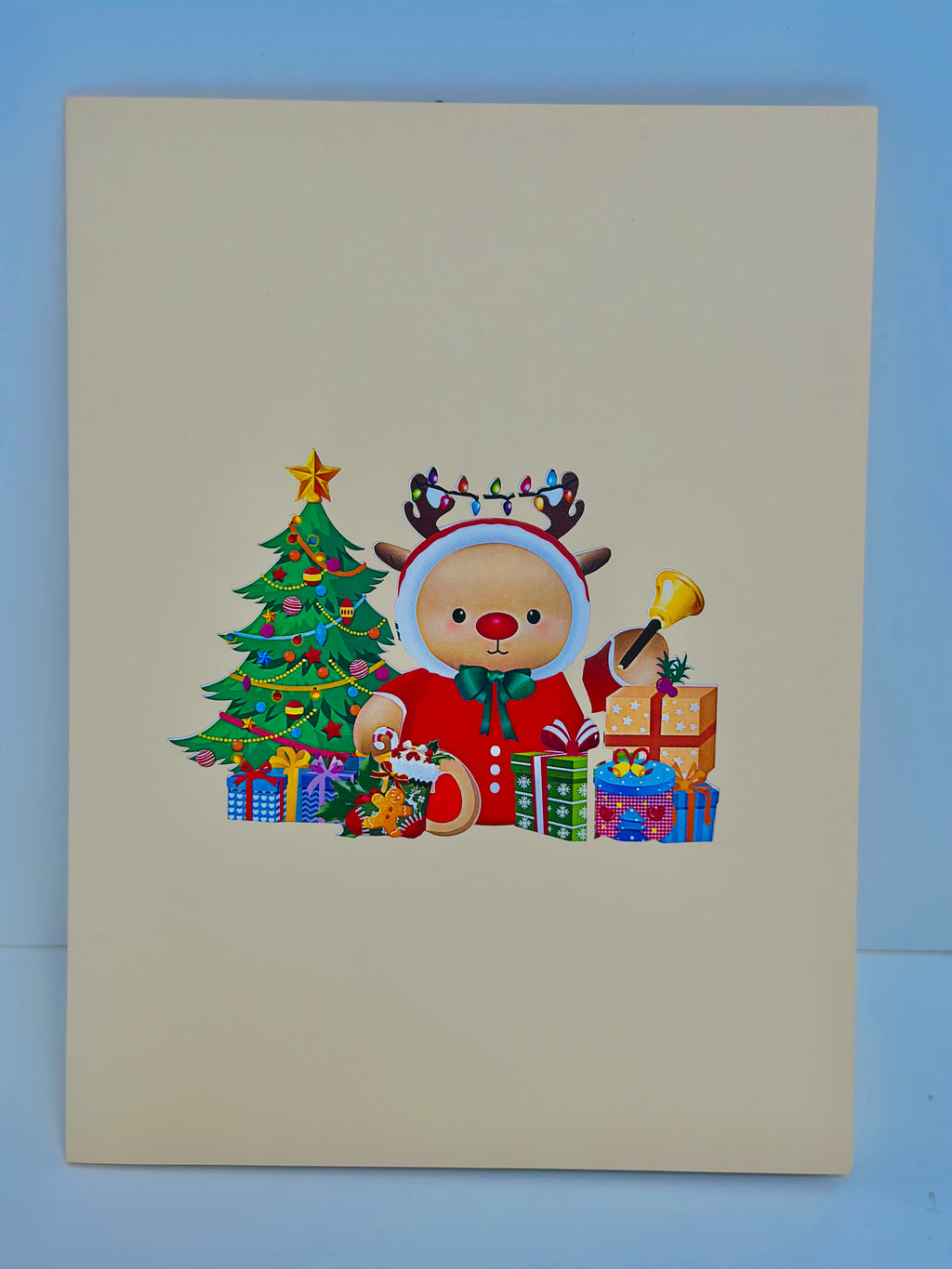 Grumpy Rudolph The Red Nosed Reindeer Origami Pop Cards 3D Pop Up Greeting Card Merry Christmas Thank You Handmade Best Wishes Blank Card Gift Happy Holidays Celebrate the Special Day Moment with Family and Friends