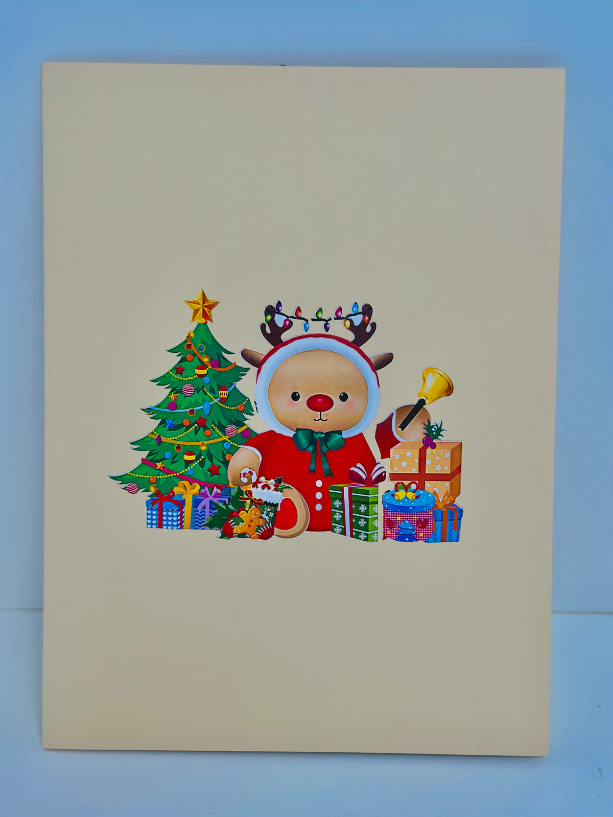 Grumpy Rudolph The Red Nosed Reindeer Origami Pop Cards 3D Pop Up Greeting Card Merry Christmas Thank You Handmade Best Wishes Blank Card Gift Happy Holidays Celebrate the Special Day Moment with Family and Friends