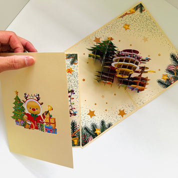 Grumpy Rudolph The Red Nosed Reindeer Origami Pop Cards 3D Pop Up Greeting Card Merry Christmas Thank You Handmade Best Wishes Blank Card Gift Happy Holidays Celebrate the Special Day Moment with Family and Friends