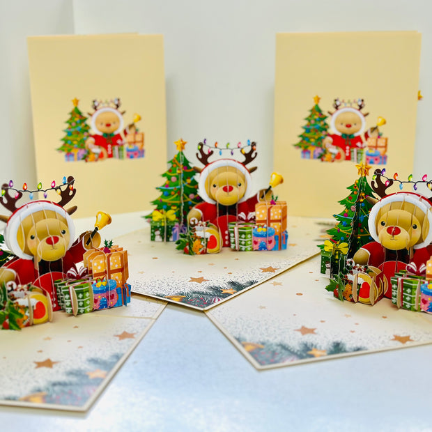 Grumpy Rudolph The Red Nosed Reindeer Origami Pop Cards 3D Pop Up Greeting Card Merry Christmas Thank You Handmade Best Wishes Blank Card Gift Happy Holidays Celebrate the Special Day Moment with Family and Friends