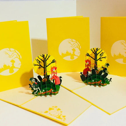 Halloween Party in Cemetery Origami Pop Cards 3D Pop Up Greeting Card Happy Halloween Thank You Handmade Celebrate the Special Day Best Wishes Blank Card Fun Party Cheer Gift Happy Holidays