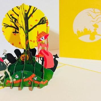 Halloween Party in Cemetery Origami Pop Cards 3D Pop Up Greeting Card Happy Halloween Thank You Handmade Celebrate the Special Day Best Wishes Blank Card Fun Party Cheer Gift Happy Holidays
