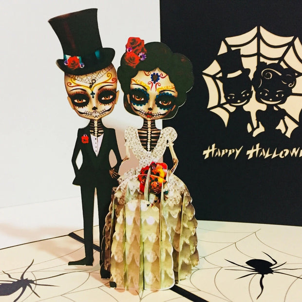 Halloween Super Cute Couple Spiders Origami Pop Cards 3D Pop Up Greeting Card Happy Halloween Best Wishes Blank Card Fun Party Cheer Gift Happy Holidays Thank You Handmade Celebrate the Special Day