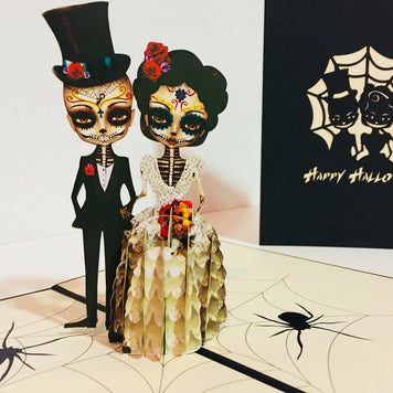 Halloween Super Cute Couple Spiders Origami Pop Cards 3D Pop Up Greeting Card Happy Halloween Best Wishes Blank Card Fun Party Cheer Gift Happy Holidays Thank You Handmade Celebrate the Special Day