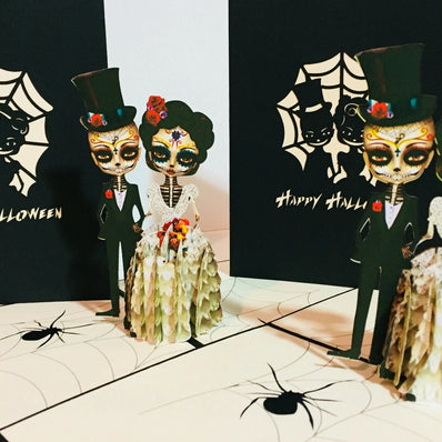 Halloween Super Cute Couple Spiders Origami Pop Cards 3D Pop Up Greeting Card Happy Halloween Best Wishes Blank Card Fun Party Cheer Gift Happy Holidays Thank You Handmade Celebrate the Special Day