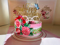 Happy Anniversary Cake with Blue Butterflies 3D POP UP GREETING CARD - Created by Origami Pop Cards Australian Design & Handmade 3D Pop Up Magical Paper Cards, Handmade Pop Up Cards Happy Valentine's Day Celebrate Love Heart Fell and Romantic