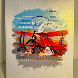 Happy Birthday Antique Aircraft & Dogs Origami Pop Cards 3D Pop Up Greeting Card Thank You Handmade Gift Thinking of You Blank Card for Happy Birthday Occasion Australiana Celebrate the Beauty and Happiness During Special Day Best Wishes Gift