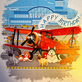 Happy Birthday Antique Aircraft & Dogs Origami Pop Cards 3D Pop Up Greeting Card Thank You Handmade Gift Thinking of You Blank Card for Happy Birthday Occasion Australiana Celebrate the Beauty and Happiness During Special Day Best Wishes Gift