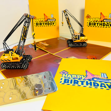 Happy Birthday CRANE Truck - Perfect for Construction Workers or Little Kids Origami Pop Cards 3D Pop Up Greeting Card Thank You Handmade Gift Thinking of You Happy Birthday Occasion Australiana Celebrate the Beauty and Happiness During Special Day Gift