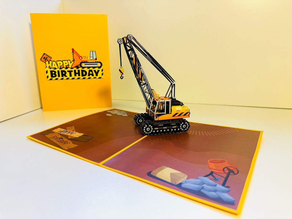 Happy Birthday CRANE Truck - Perfect for Construction Workers or Little Kids Origami Pop Cards 3D Pop Up Greeting Card Thank You Handmade Gift Thinking of You Happy Birthday Occasion Australiana Celebrate the Beauty and Happiness During Special Day Gift
