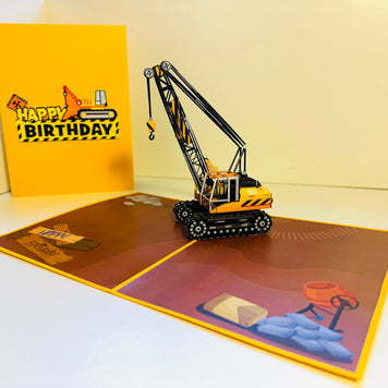 Happy Birthday CRANE Truck - Perfect for Construction Workers or Little Kids Origami Pop Cards 3D Pop Up Greeting Card Thank You Handmade Gift Thinking of You Happy Birthday Occasion Australiana Celebrate the Beauty and Happiness During Special Day Gift
