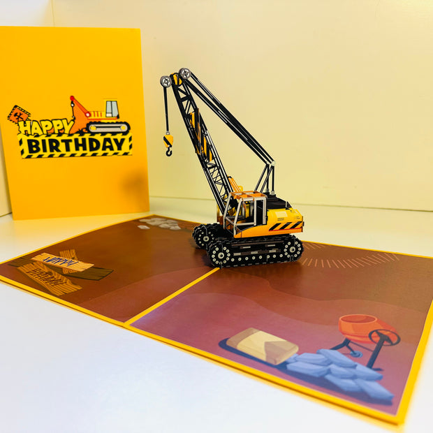 Happy Birthday CRANE Truck - Perfect for Construction Workers or Little Kids Origami Pop Cards 3D Pop Up Greeting Card Thank You Handmade Gift Thinking of You Happy Birthday Occasion Australiana Celebrate the Beauty and Happiness During Special Day Gift