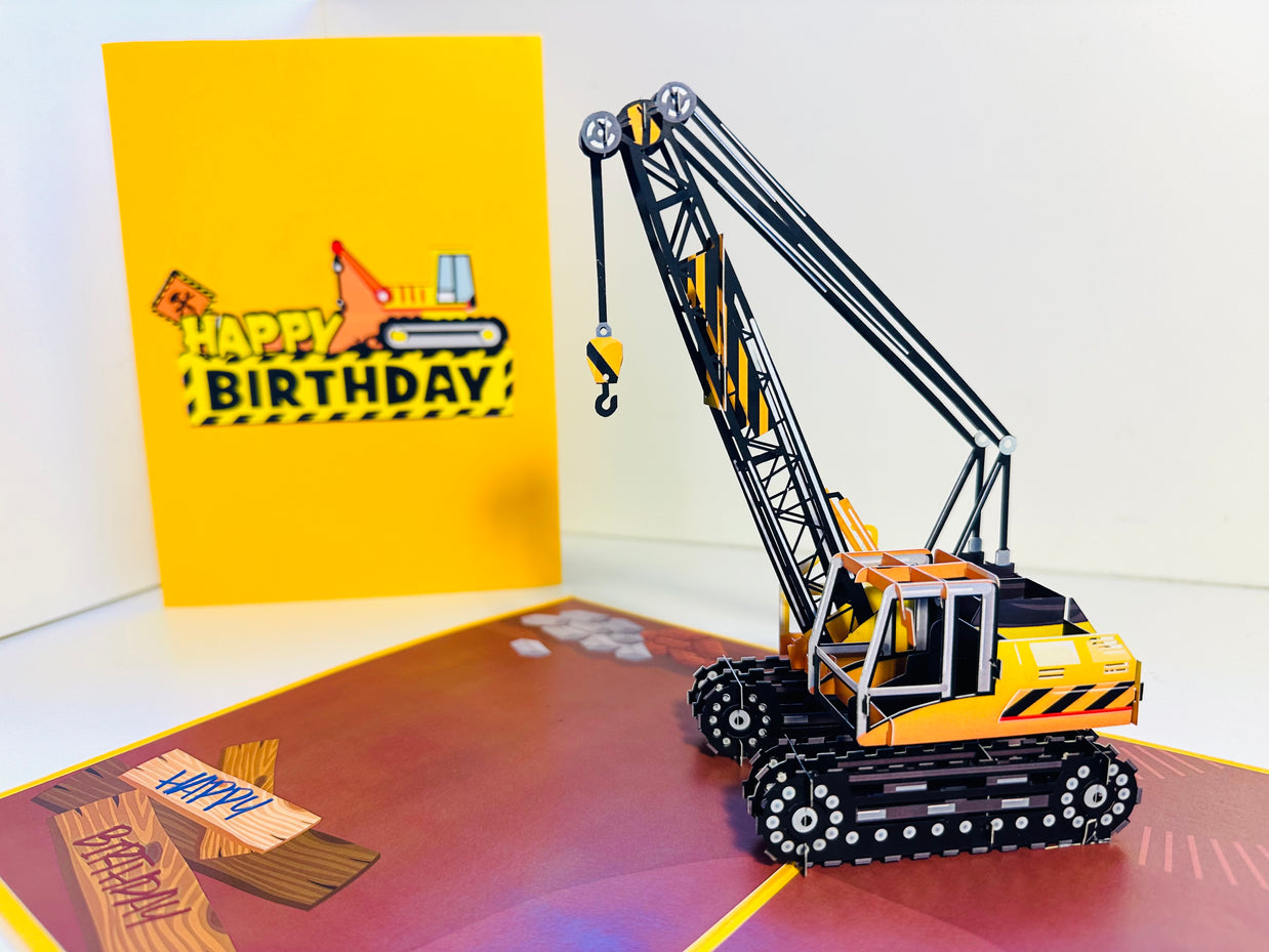 Happy Birthday CRANE Truck - Perfect for Construction Workers or Little Kids Origami Pop Cards 3D Pop Up Greeting Card Thank You Handmade Gift Thinking of You Happy Birthday Occasion Australiana Celebrate the Beauty and Happiness During Special Day Gift