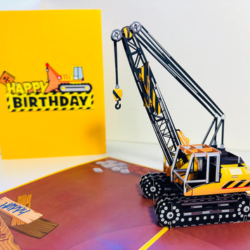 Happy Birthday CRANE Truck - Perfect for Construction Workers or Little Kids Origami Pop Cards 3D Pop Up Greeting Card Thank You Handmade Gift Thinking of You Happy Birthday Occasion Australiana Celebrate the Beauty and Happiness During Special Day Gift