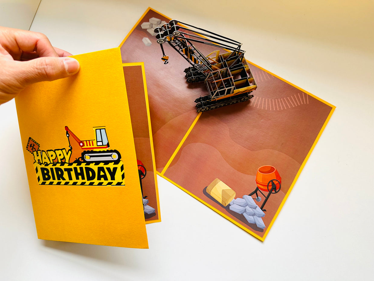 Happy Birthday CRANE Truck - Perfect for Construction Workers or Little Kids Origami Pop Cards 3D Pop Up Greeting Card Thank You Handmade Gift Thinking of You Happy Birthday Occasion Australiana Celebrate the Beauty and Happiness During Special Day Gift