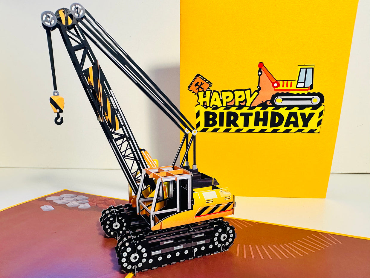 Happy Birthday CRANE Truck - Perfect for Construction Workers or Little Kids Origami Pop Cards 3D Pop Up Greeting Card Thank You Handmade Gift Thinking of You Happy Birthday Occasion Australiana Celebrate the Beauty and Happiness During Special Day Gift