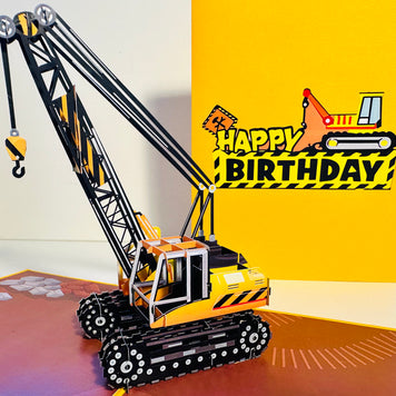 Happy Birthday CRANE Truck - Perfect for Construction Workers or Little Kids Origami Pop Cards 3D Pop Up Greeting Card Thank You Handmade Gift Thinking of You Happy Birthday Occasion Australiana Celebrate the Beauty and Happiness During Special Day Gift