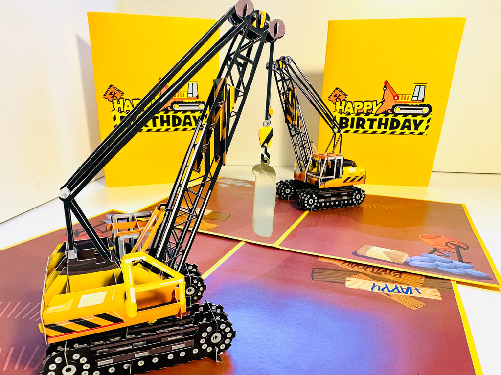 Happy Birthday CRANE Truck - Perfect for Construction Workers or Little Kids Origami Pop Cards 3D Pop Up Greeting Card Thank You Handmade Gift Thinking of You Happy Birthday Occasion Australiana Celebrate the Beauty and Happiness During Special Day Gift