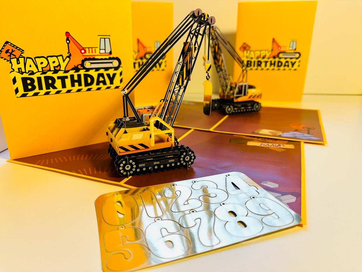 Happy Birthday CRANE Truck - Perfect for Construction Workers or Little Kids Origami Pop Cards 3D Pop Up Greeting Card Thank You Handmade Gift Thinking of You Happy Birthday Occasion Australiana Celebrate the Beauty and Happiness During Special Day Gift