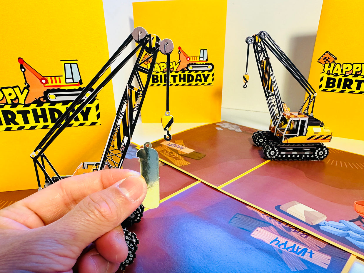 Happy Birthday CRANE Truck - Perfect for Construction Workers or Little Kids Origami Pop Cards 3D Pop Up Greeting Card Thank You Handmade Gift Thinking of You Happy Birthday Occasion Australiana Celebrate the Beauty and Happiness During Special Day Gift