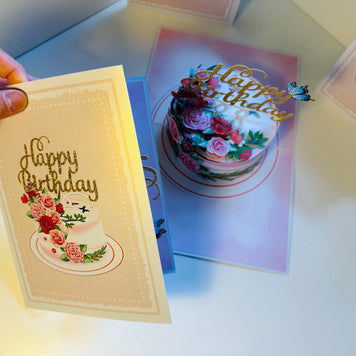 Happy Birthday Cake with Blue Butterflies Origami Pop Cards 3D Pop Up Greeting Card Thank You Handmade Gift Thinking of You Happy Birthday Occasion Australiana Celebrate the Beauty and Happiness During Special Day Best Wishes Gift