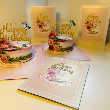 Happy Birthday Cake with Blue Butterflies Origami Pop Cards 3D Pop Up Greeting Card Thank You Handmade Gift Thinking of You Happy Birthday Occasion Australiana Celebrate the Beauty and Happiness During Special Day Best Wishes Gift
