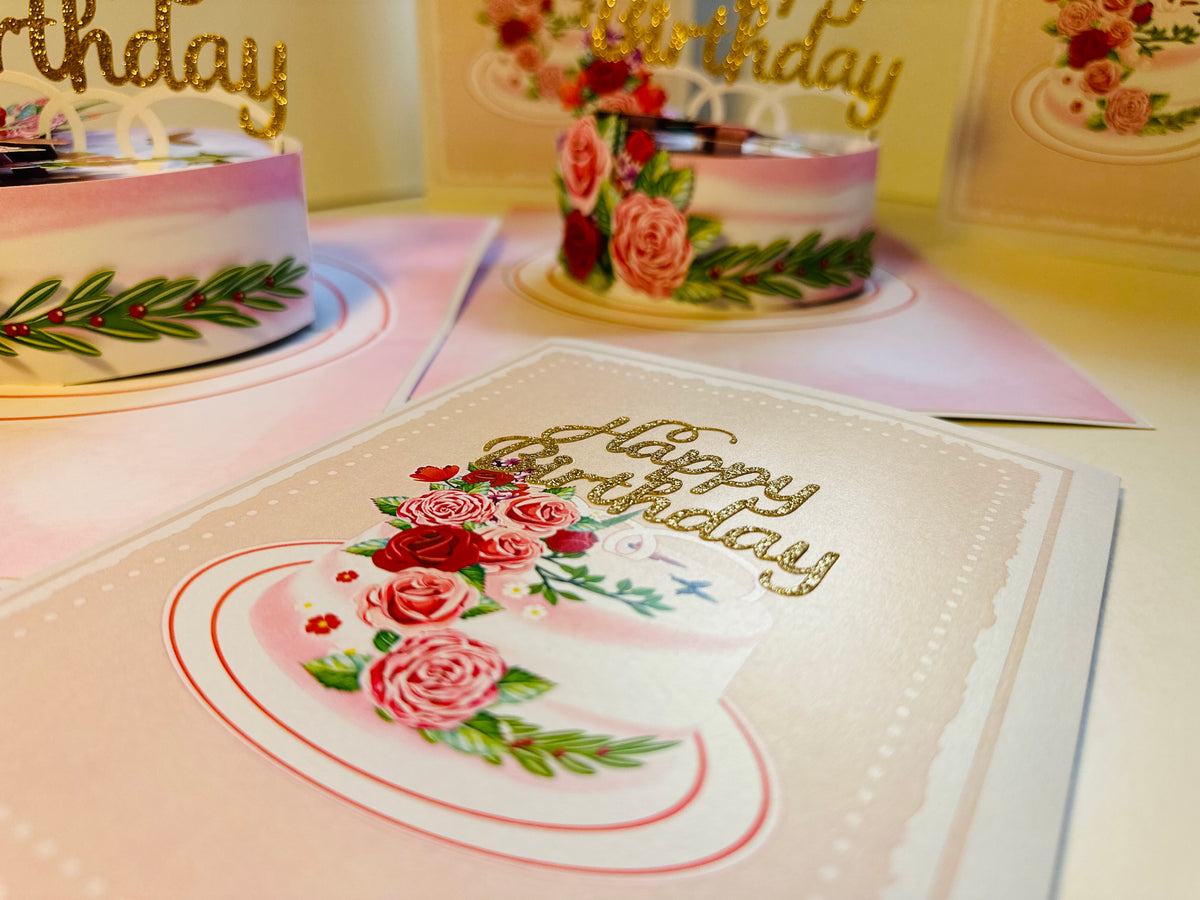 Happy Birthday Cake with Blue Butterflies Origami Pop Cards 3D Pop Up Greeting Card Thank You Handmade Gift Thinking of You Happy Birthday Occasion Australiana Celebrate the Beauty and Happiness During Special Day Best Wishes Gift