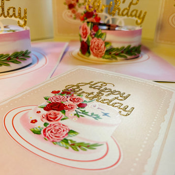 Happy Birthday Cake with Blue Butterflies Origami Pop Cards 3D Pop Up Greeting Card Thank You Handmade Gift Thinking of You Happy Birthday Occasion Australiana Celebrate the Beauty and Happiness During Special Day Best Wishes Gift