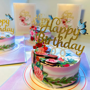 Happy Birthday Cake with Blue Butterflies Origami Pop Cards 3D Pop Up Greeting Card Thank You Handmade Gift Thinking of You Happy Birthday Occasion Australiana Celebrate the Beauty and Happiness During Special Day Best Wishes Gift