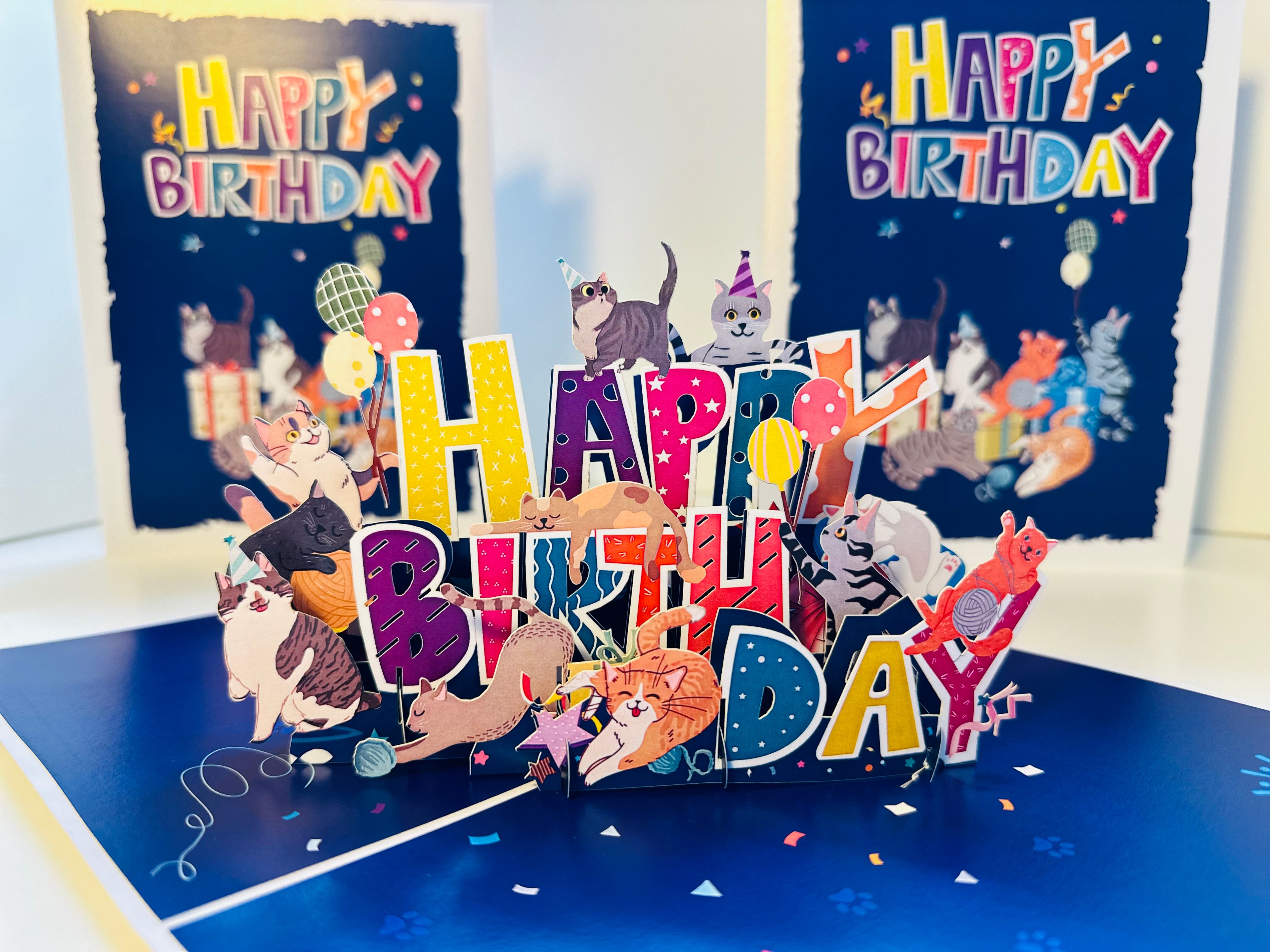 Happy Birthday Cat Party Origami Pop Cards 3D Pop Up Greeting Card Thank You Handmade Gift Thinking of You Happy Birthday Occasion Australiana Celebrate the Beauty and Happiness During Special Day Best Wishes Gift Perfect for Cat Lovers