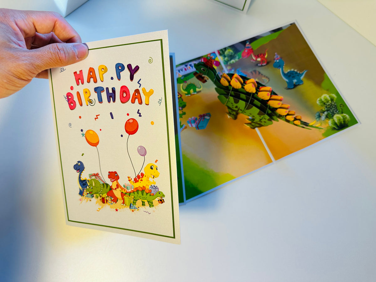 Happy Birthday Dinosaur Party Origami Pop Cards 3D Pop Up Greeting Card Thank You Handmade Gift Thinking of You Happy Birthday Occasion Australiana Celebrate the Beauty and Happiness During Special Day Best Wishes Gift Perfect for Boy