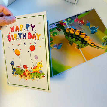 Happy Birthday Dinosaur Party Origami Pop Cards 3D Pop Up Greeting Card Thank You Handmade Gift Thinking of You Happy Birthday Occasion Australiana Celebrate the Beauty and Happiness During Special Day Best Wishes Gift Perfect for Boy