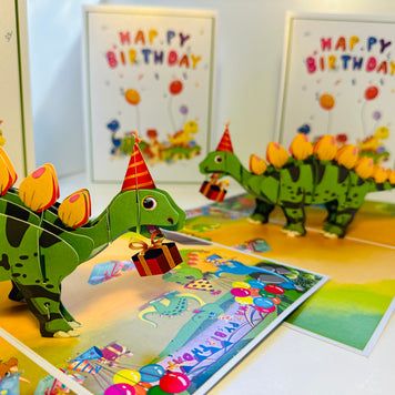 Happy Birthday Dinosaur Party Origami Pop Cards 3D Pop Up Greeting Card Thank You Handmade Gift Thinking of You Happy Birthday Occasion Australiana Celebrate the Beauty and Happiness During Special Day Best Wishes Gift Perfect for Boy