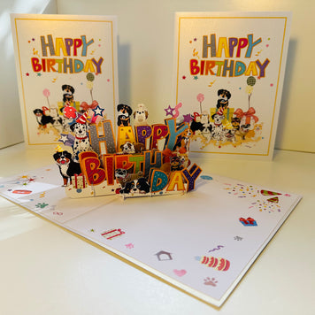 Happy Birthday Doggie Party Origami Pop Cards 3D Pop Up Greeting Card Thank You Handmade Gift Thinking of You Happy Birthday Occasion Australiana Celebrate the Beauty and Happiness During Special Day Best Wishes Gift Perfect for Dog Lovers