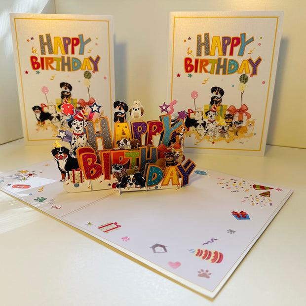 Happy Birthday Doggie Party Origami Pop Cards 3D Pop Up Greeting Card Thank You Handmade Gift Thinking of You Happy Birthday Occasion Australiana Celebrate the Beauty and Happiness During Special Day Best Wishes Gift Perfect for Dog Lovers