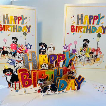 Happy Birthday Doggie Party Origami Pop Cards 3D Pop Up Greeting Card Thank You Handmade Gift Thinking of You Happy Birthday Occasion Australiana Celebrate the Beauty and Happiness During Special Day Best Wishes Gift Perfect for Dog Lovers