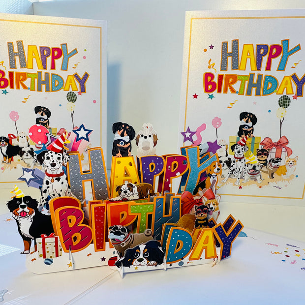 Happy Birthday Doggie Party Origami Pop Cards 3D Pop Up Greeting Card Thank You Handmade Gift Thinking of You Happy Birthday Occasion Australiana Celebrate the Beauty and Happiness During Special Day Best Wishes Gift Perfect for Dog Lovers