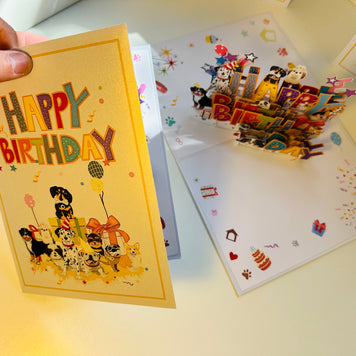 Happy Birthday Doggie Party Origami Pop Cards 3D Pop Up Greeting Card Thank You Handmade Gift Thinking of You Happy Birthday Occasion Australiana Celebrate the Beauty and Happiness During Special Day Best Wishes Gift Perfect for Dog Lovers