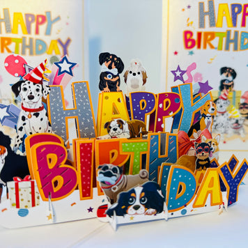 Happy Birthday Doggie Party Origami Pop Cards 3D Pop Up Greeting Card Thank You Handmade Gift Thinking of You Happy Birthday Occasion Australiana Celebrate the Beauty and Happiness During Special Day Best Wishes Gift Perfect for Dog Lovers