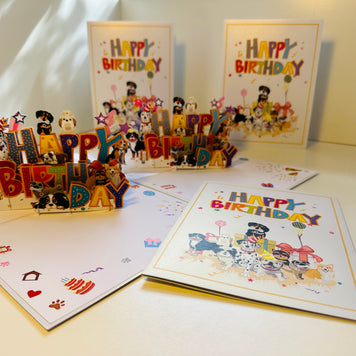 Happy Birthday Doggie Party Origami Pop Cards 3D Pop Up Greeting Card Thank You Handmade Gift Thinking of You Happy Birthday Occasion Australiana Celebrate the Beauty and Happiness During Special Day Best Wishes Gift Perfect for Dog Lovers