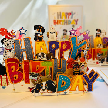Happy Birthday Doggie Party Origami Pop Cards 3D Pop Up Greeting Card Thank You Handmade Gift Thinking of You Happy Birthday Occasion Australiana Celebrate the Beauty and Happiness During Special Day Best Wishes Gift Perfect for Dog Lovers