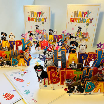 Happy Birthday Doggie Party Origami Pop Cards 3D Pop Up Greeting Card Thank You Handmade Gift Thinking of You Happy Birthday Occasion Australiana Celebrate the Beauty and Happiness During Special Day Best Wishes Gift Perfect for Dog Lovers