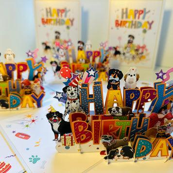 Happy Birthday Doggie Party Origami Pop Cards 3D Pop Up Greeting Card Thank You Handmade Gift Thinking of You Happy Birthday Occasion Australiana Celebrate the Beauty and Happiness During Special Day Best Wishes Gift Perfect for Dog Lovers
