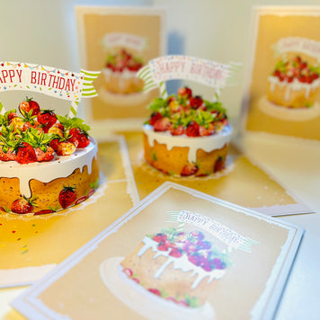 Happy Birthday Strawberry Cake Origami Pop Cards 3D Pop Up Greeting Card Thank You Handmade Gift Thinking of You Happy Birthday Occasion Australiana Celebrate the Beauty and Happiness During Special Day Best Wishes Gift